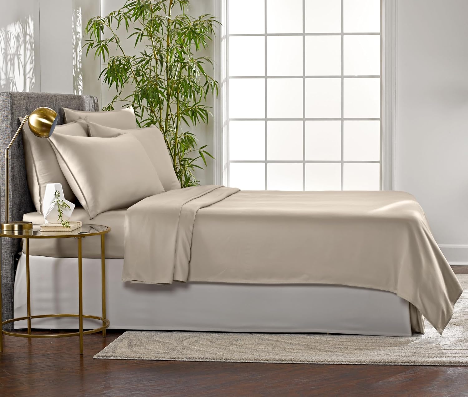 PureBamboo Pure Bamboo Full Sheets, Genuine 100% Organic Viscose Derived from Bamboo Bed Sheet Set, Luxuriously Soft & Cooling, Double Stit…