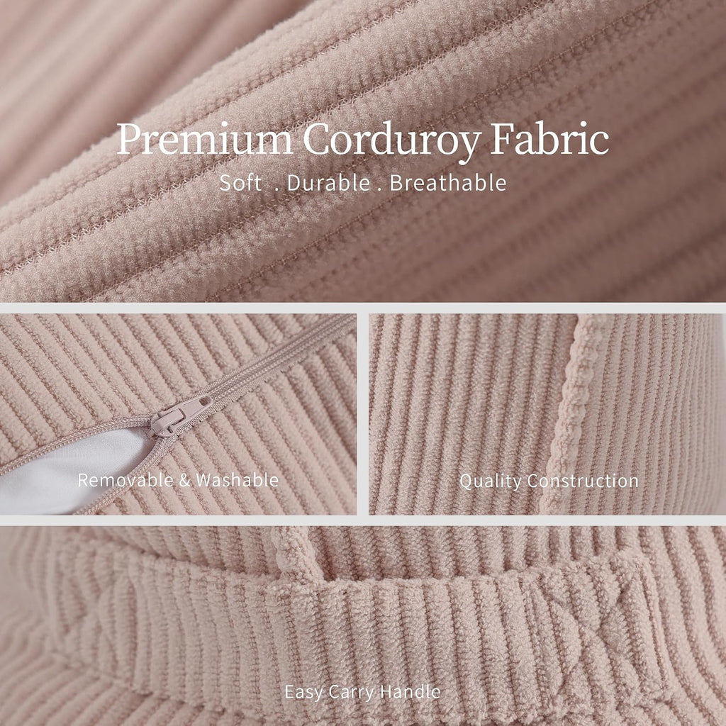 Pat. Pend. Corduroy Back Support Pillow for Sitting, Ideal for Expecting Moms, Low Back Cushion for Bed Sitting, Reading & Relaxing…