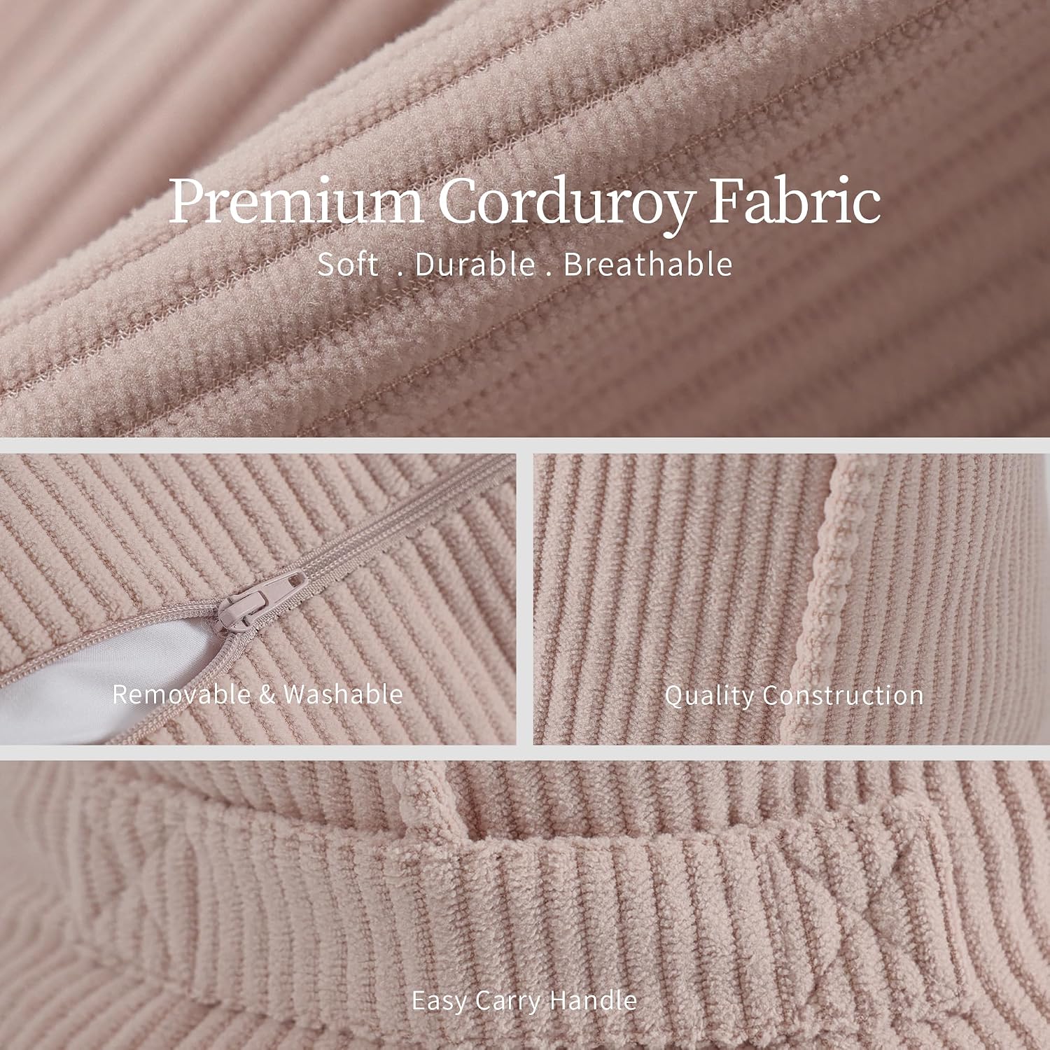 Pat. Pend. Corduroy Back Support Pillow for Sitting, Ideal for Expecting Moms, Low Back Cushion for Bed Sitting, Reading & Relaxing…