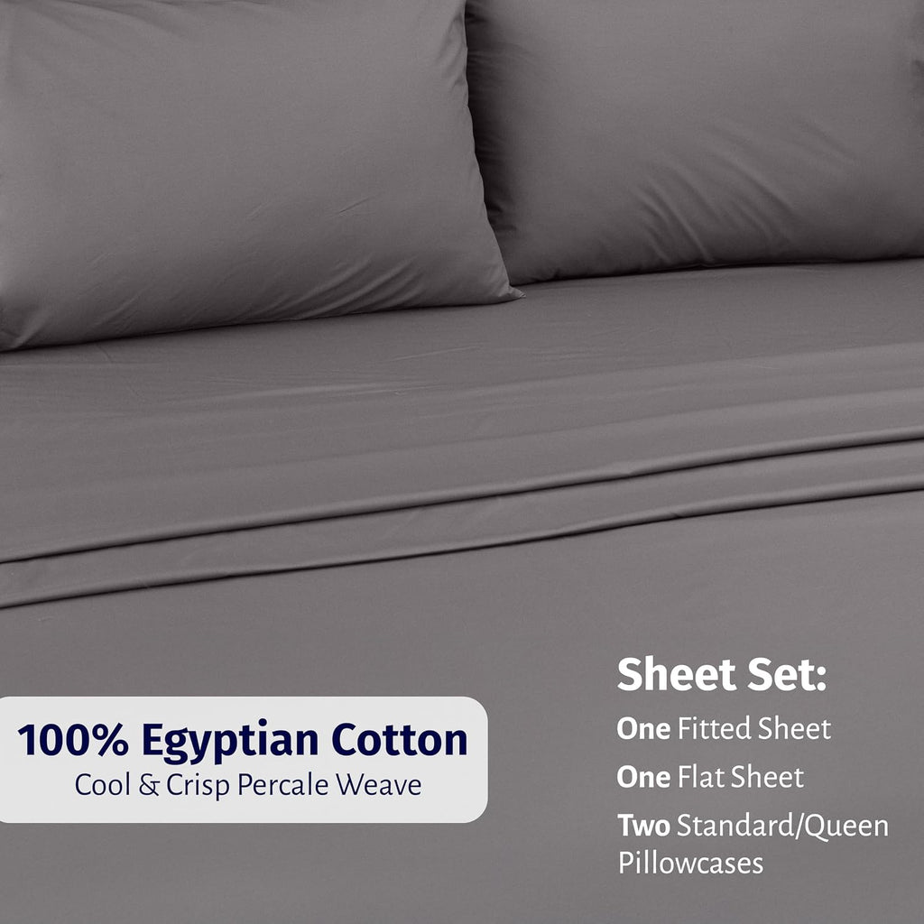 CaliforniaDesignDen California Design Den Queen Size Sheet Set - Certified 100% Egyptian Cotton Queen Size Percale Sheets with Deep Pockets…