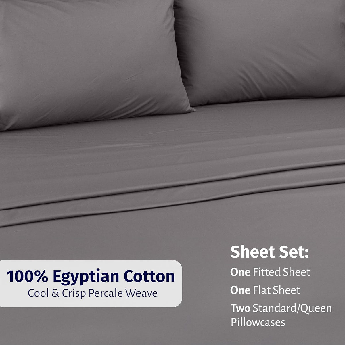 CaliforniaDesignDen California Design Den Queen Size Sheet Set - Certified 100% Egyptian Cotton Queen Size Percale Sheets with Deep Pockets…
