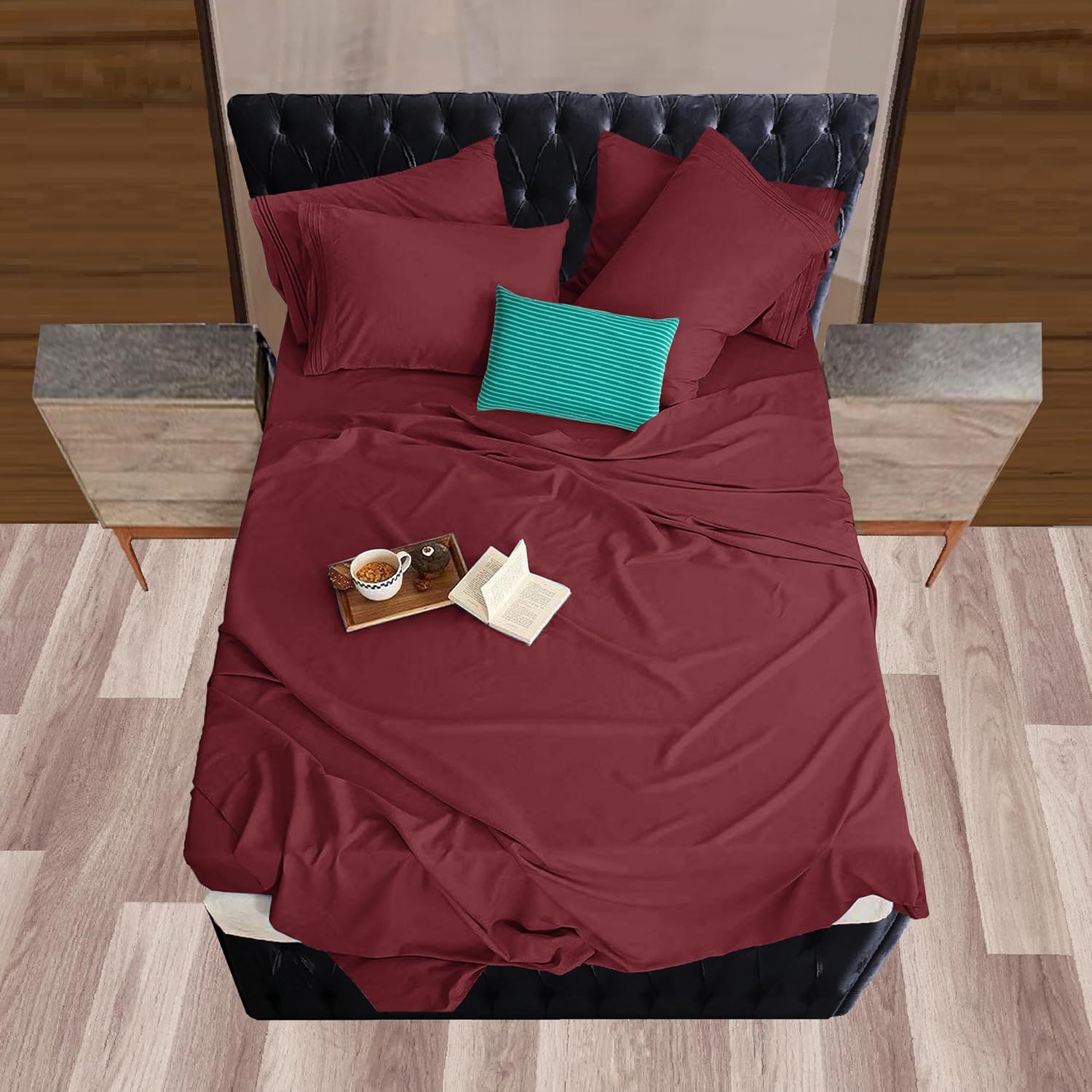 MocassiLuxuryBedding Mocassi King Sheet Set - Luxury Hotel 1800 Premier Bedding Sheets & Pillowcases - Ultra Soft Breathable & Cooling Bed…