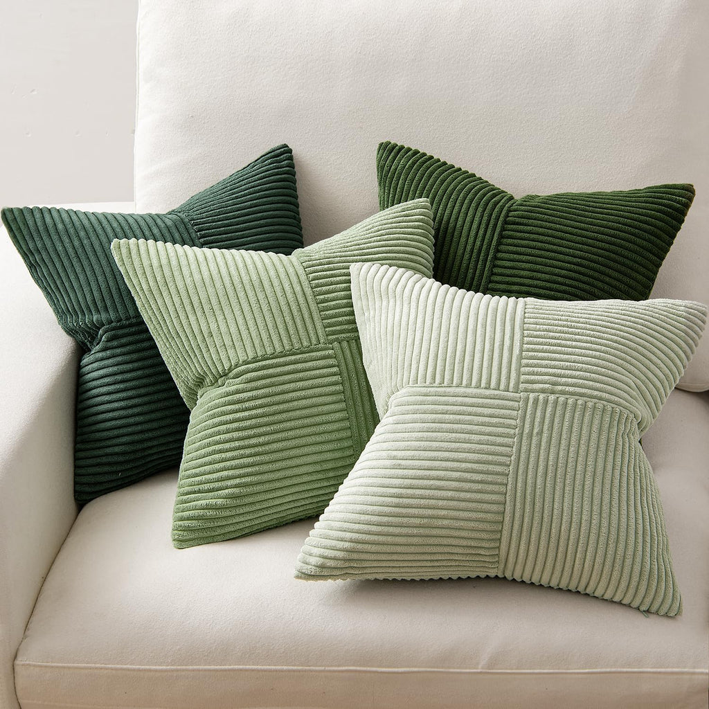Miulee Spring Green Decorative Throw Pillow Covers 24x24 Inch Set of 4 Boho Farmhouse Cushion Covers Mordern Nordic Pillow Cases Soft Cordu…