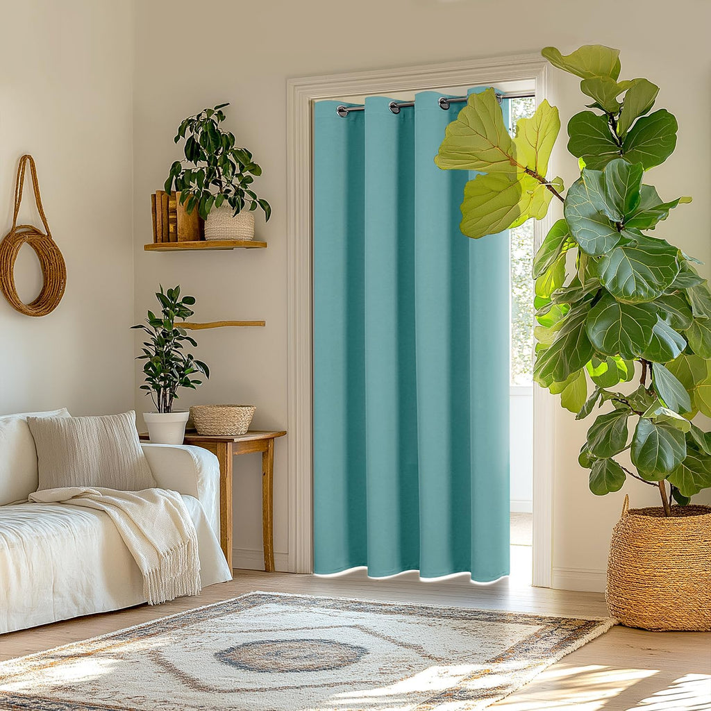 ChrisDowa Blackout Curtains 80 Inches Long for Doorways and Closets, Thermal Insulated Temporary Room Dividers (1 Panel, Aqua, 42 x 80 Inch…