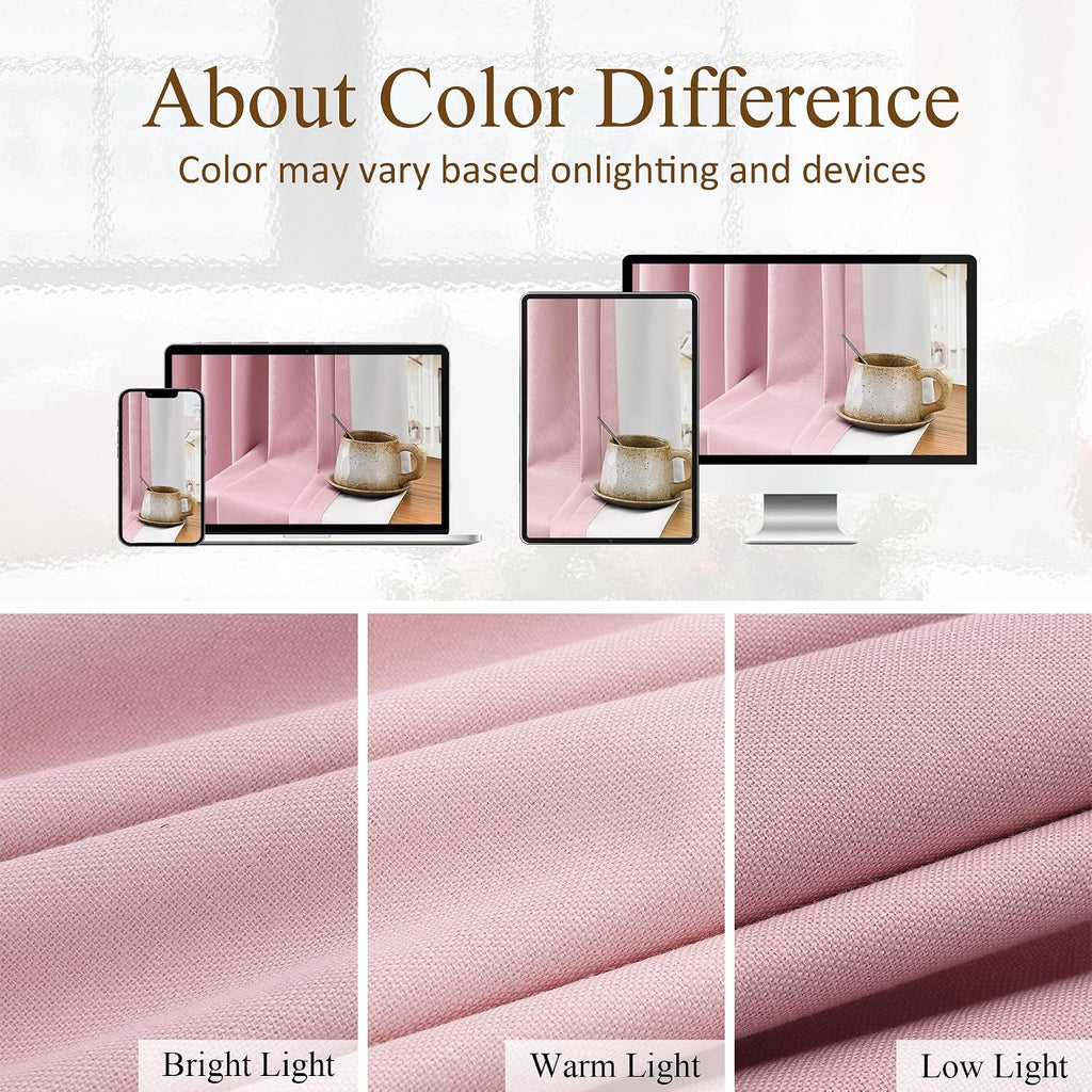 Boodii Pink 100% Blackout Linen Pinch Pleated Curtains 84 Inches Long for Girls Bedroom Living Room Cute Pleat Drapes with Hooks Room Darke…