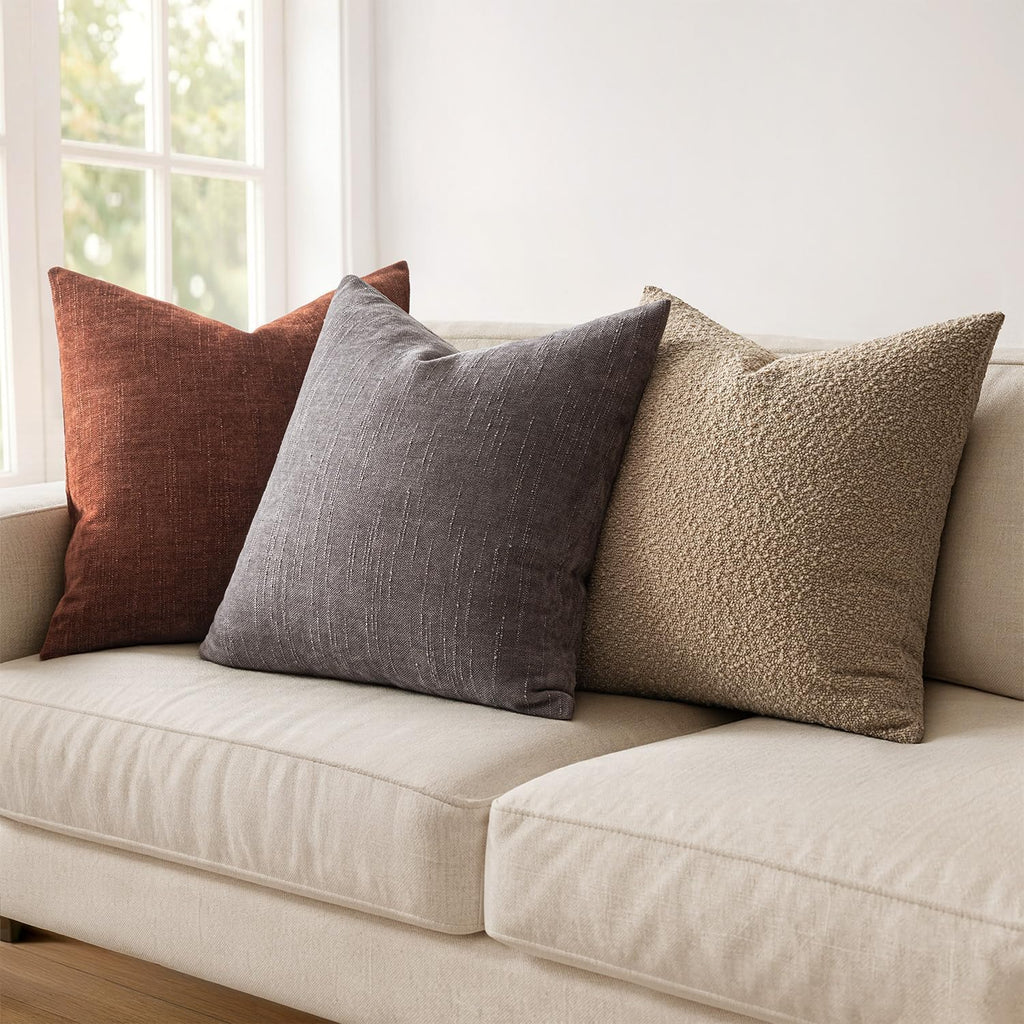MIULEE Pack of 2 Decorative Throw Pillow Covers Soft Thick Solid Textured Chenille Throw Pillows Neutral Farmhouse Modern Home Decor for…
