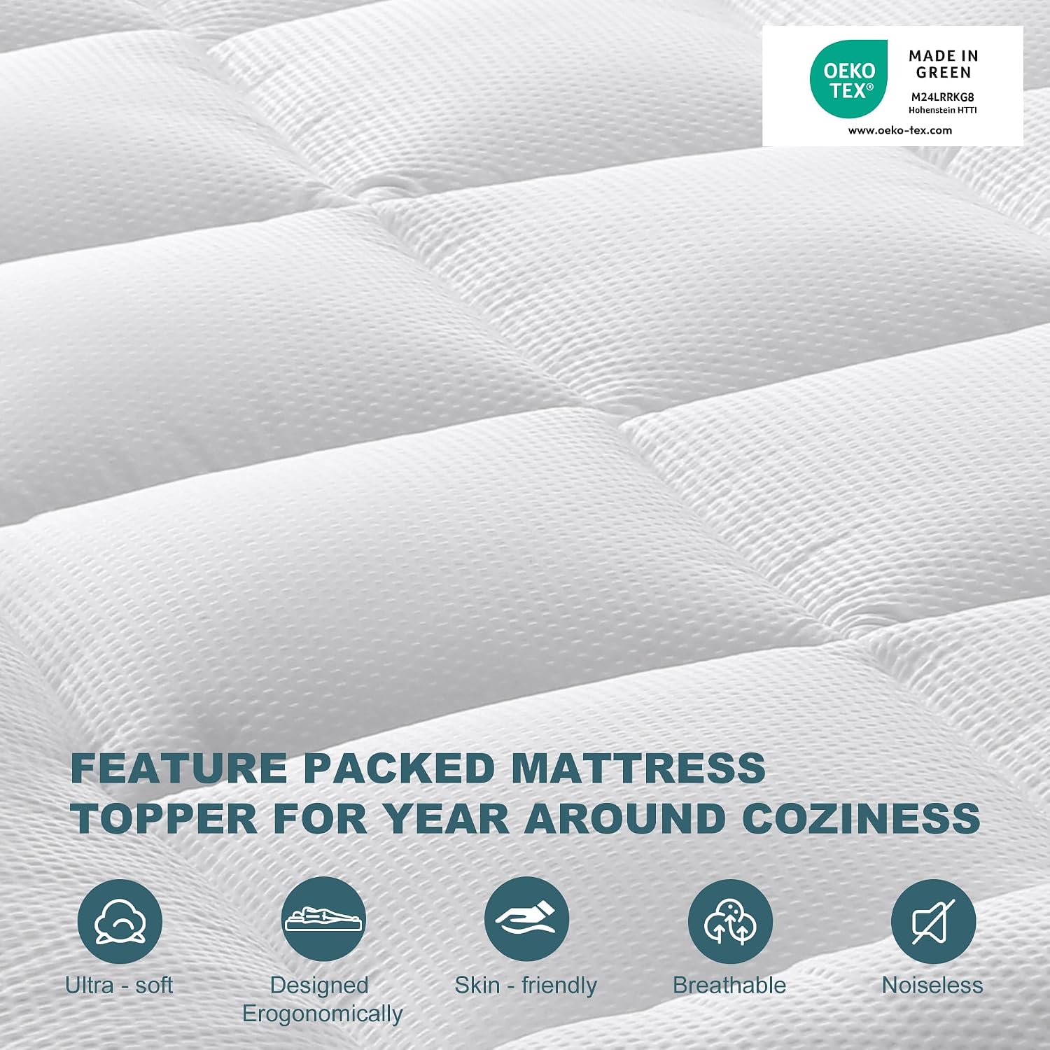 UNILIBRA King Size Mattress Pad Pillow Top Mattress Cover Padded with Down Alternative Filling Quilted Fitted Mattress Protector Streches…
