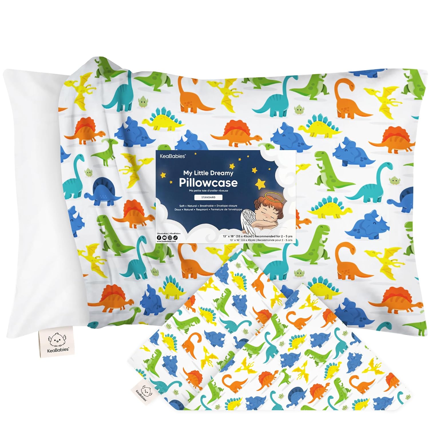 KeaBabies Toddler Pillowcase 13"x18" - Organic Cotton Toddler Pillowcase for Kids, Boys, Girls, Soft & Durable Cotton Cover for Miniature…