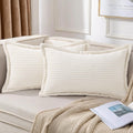 Mecatny Corduroy Summer Throw Pillow Covers 12x20 Set of 2, Neutral Decorative Soft Boho Lumbar Couch Pillow Covers with Broadside for…