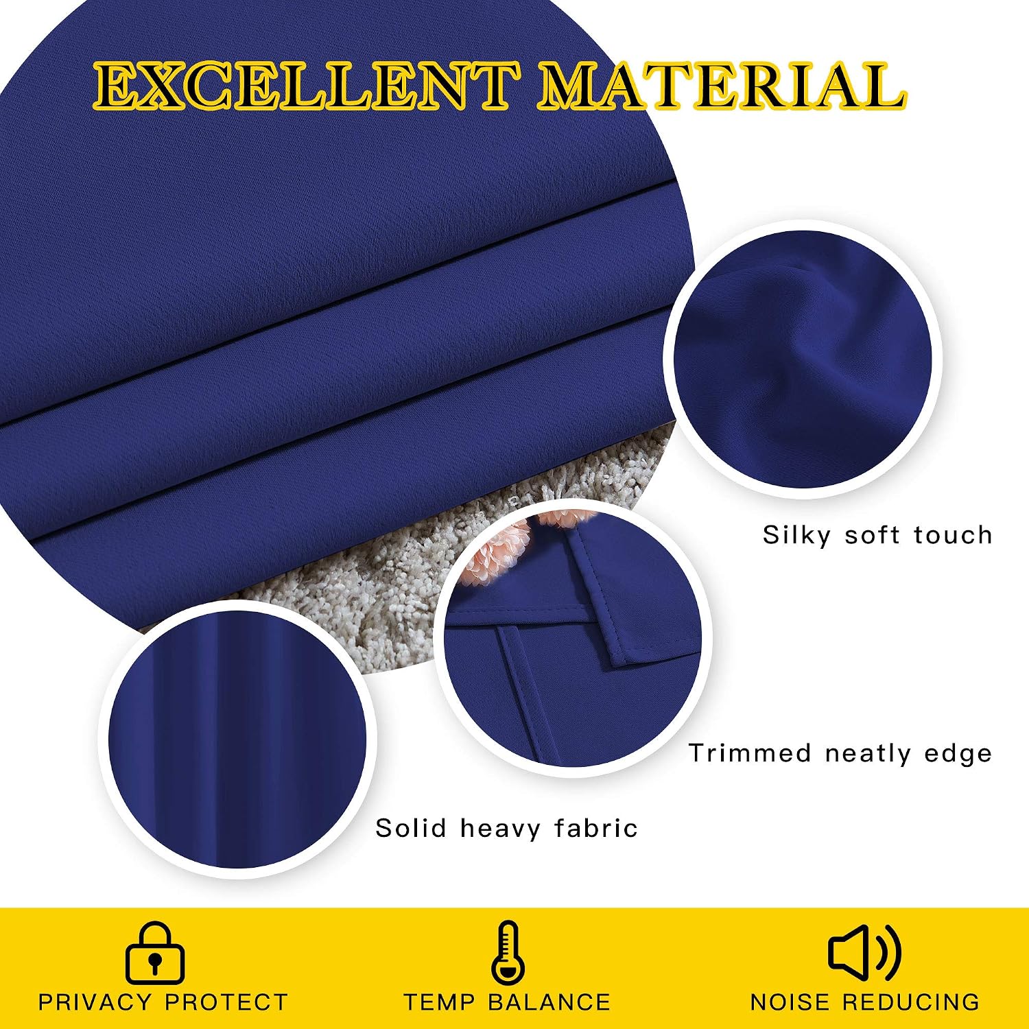 Nicetown Blackout Curtain Panels 84 - Window Treatment Energy Saving Thermal Insulated Solid Grommet Blackout Drapes for Living Room (Navy…