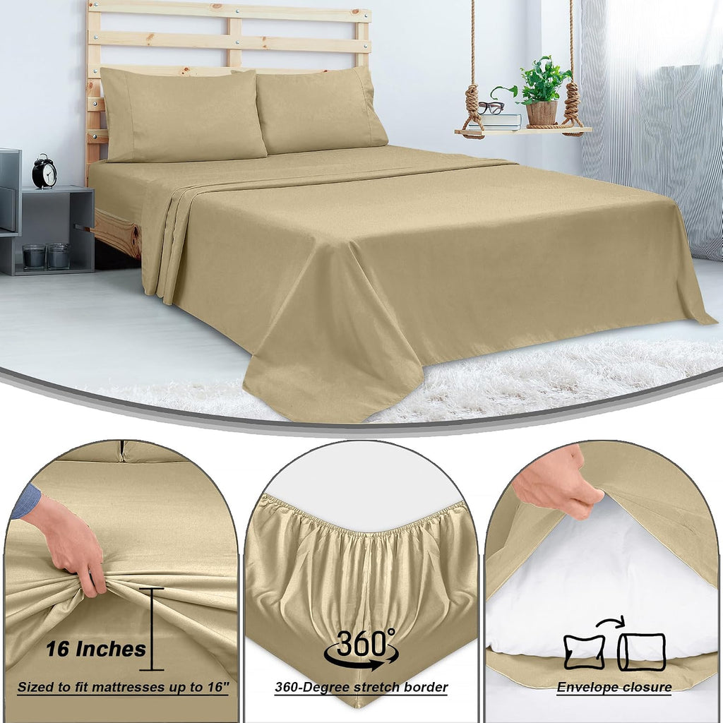 Royalelinens ROYALE LINENS 300 Thread Count 100% Long Staple Combed Cotton Sheet Set - 4 Piece King Bed Sheets - 1 Fitted, 1 Flat & 2 Pillo…