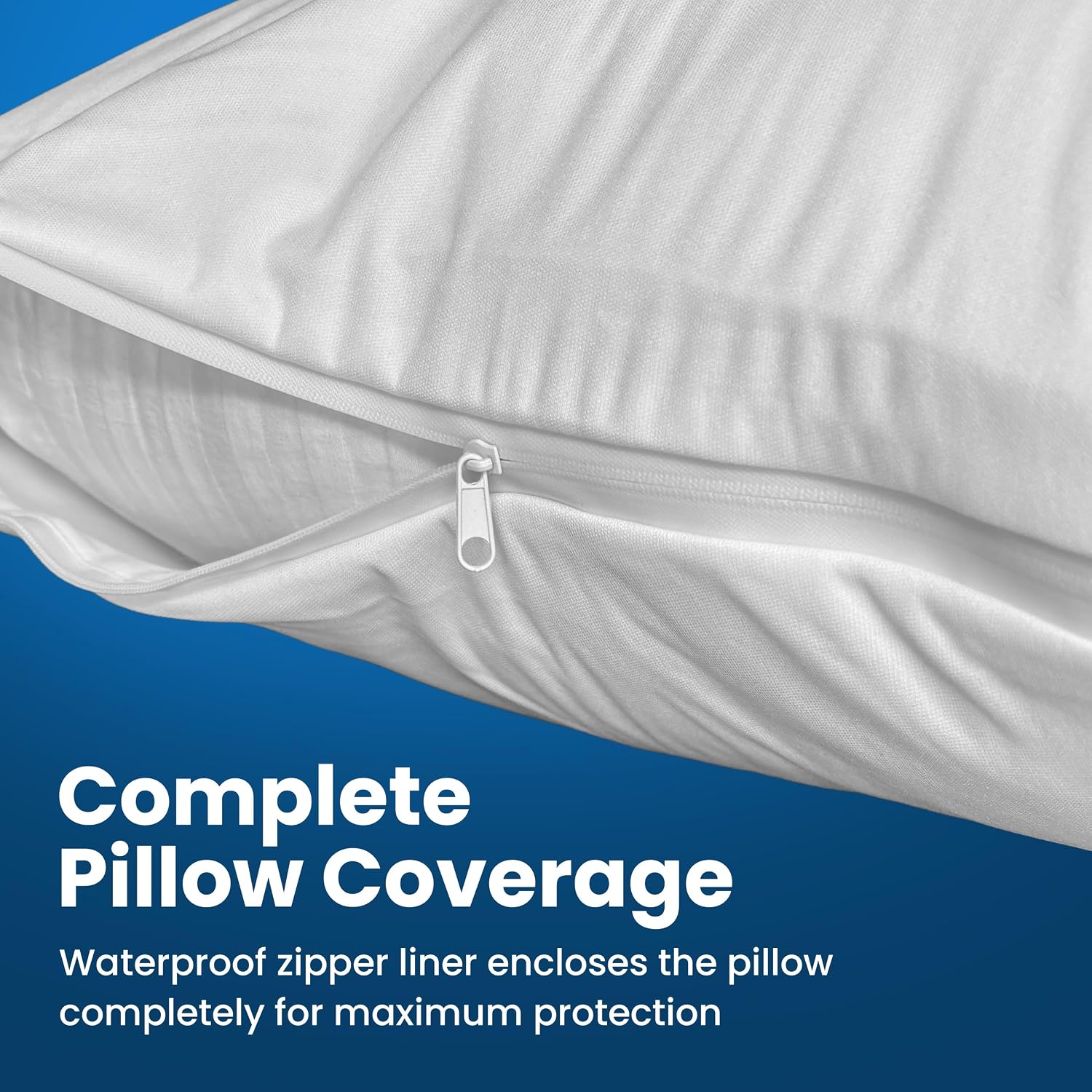 EverlastingComfort 100% Stain Resistant & Waterproof King Size Pillow Protectors with Zipper Set of 2 - Bed Bug & Dust Mite Proof White Pil…