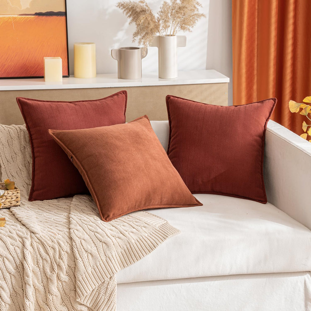 MIULEE Pack of 2 Burnt Orange Decorative Pillow Covers 20x20 Inch Soft Chenille Luxurious Couch Throw Pillows Farmhouse Cushion Covers…