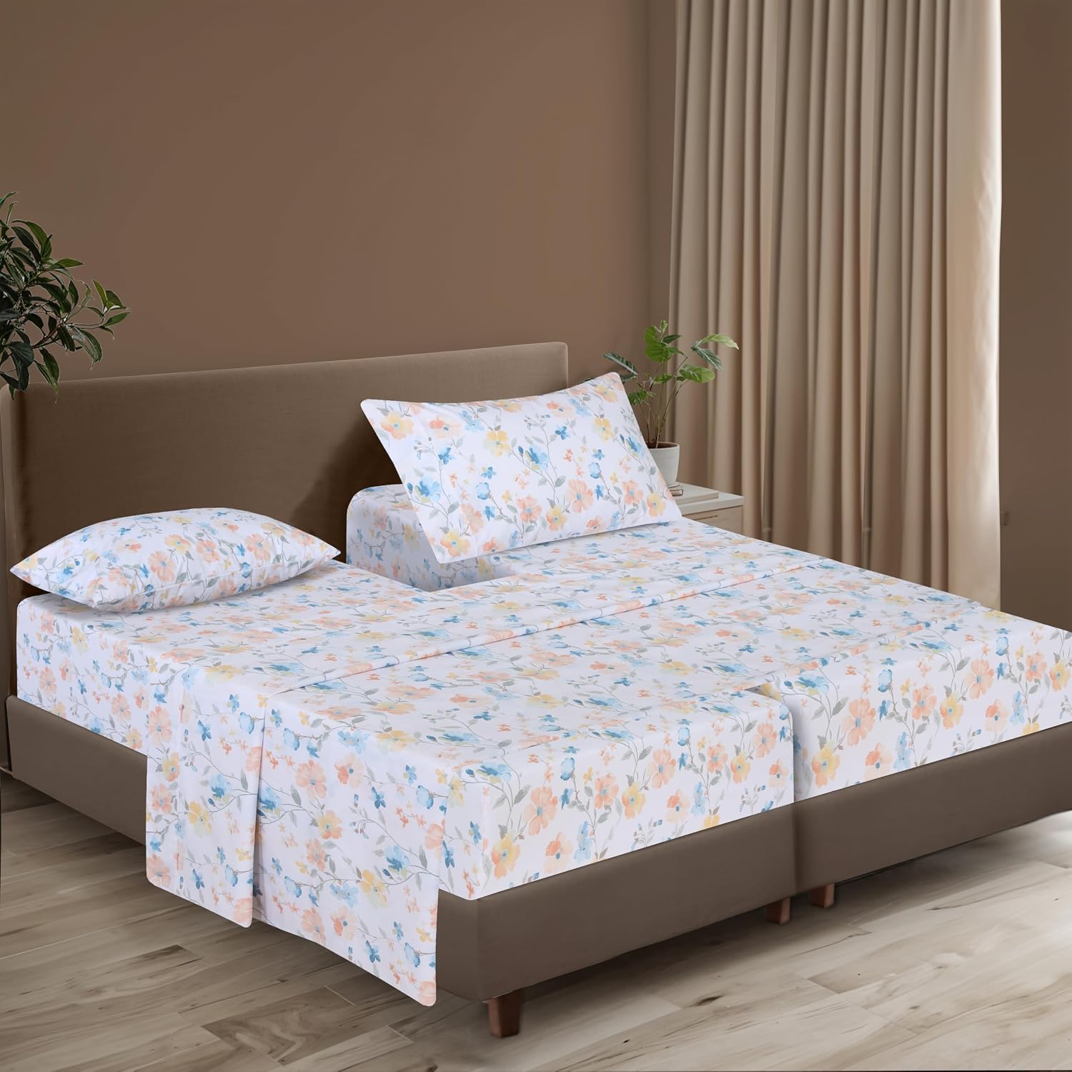 Zoyer 100% Cotton Sheets – Split King Size Percale Bedding, Cooling & Breathable, Durable with a Crisp, Soft & Comfortable Feel, 16" Deep P…