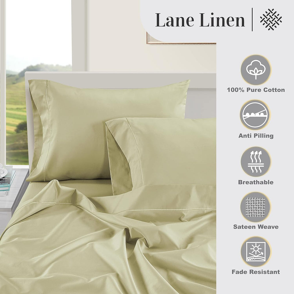 LaneLinen LANE LINEN Queen White Pillow Cases Set of 2, 100% Egyptian Cotton Cases, Sateen - Perfect for Home, Hotels & Hospital Use, Stand…