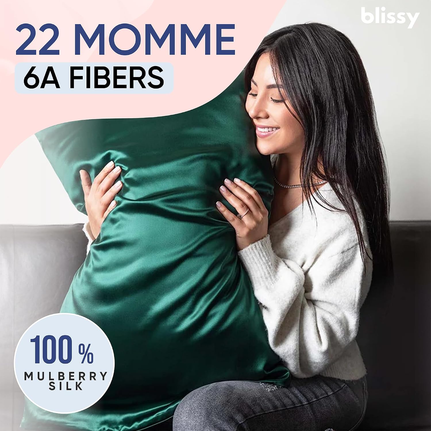 Blissy Silk Pillowcase - 100% Pure Mulberry Silk - 22 Momme 6A High-Grade Fibers - Silk Pillow Cover for Hair & Skin - Regular, Queen &…