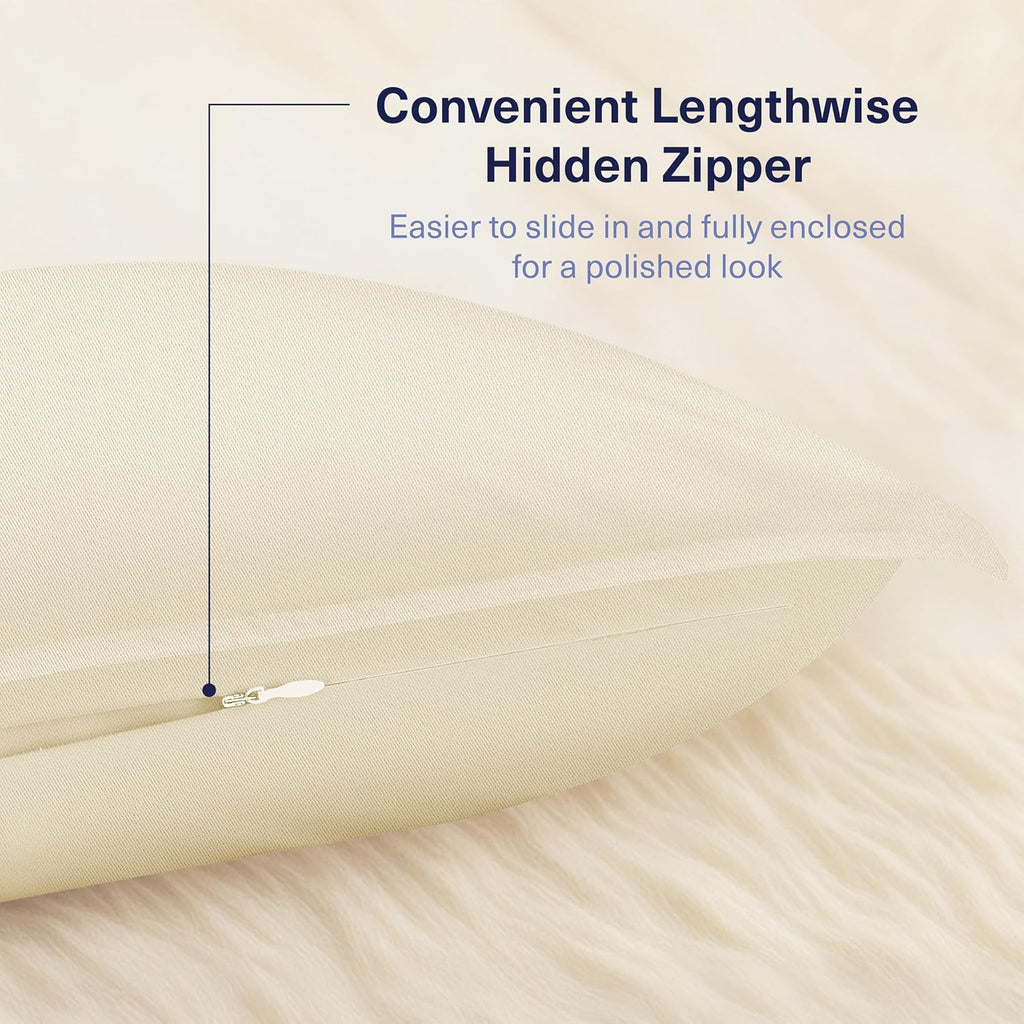 KickoffHome Kickoff Viscose Bamboo Pillowcase, Standard, Set of 2, 100% Organic Hidden Zippered Viscose Bamboo Pillow Case Standard Size, C…
