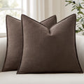 Anroduo Pack of 2 Decorative Linen Pillow Covers Reddish Brown Euro Sham Neutral Farmhouse Boho Soild Cushion Case Soft Accent Pillowcase f…