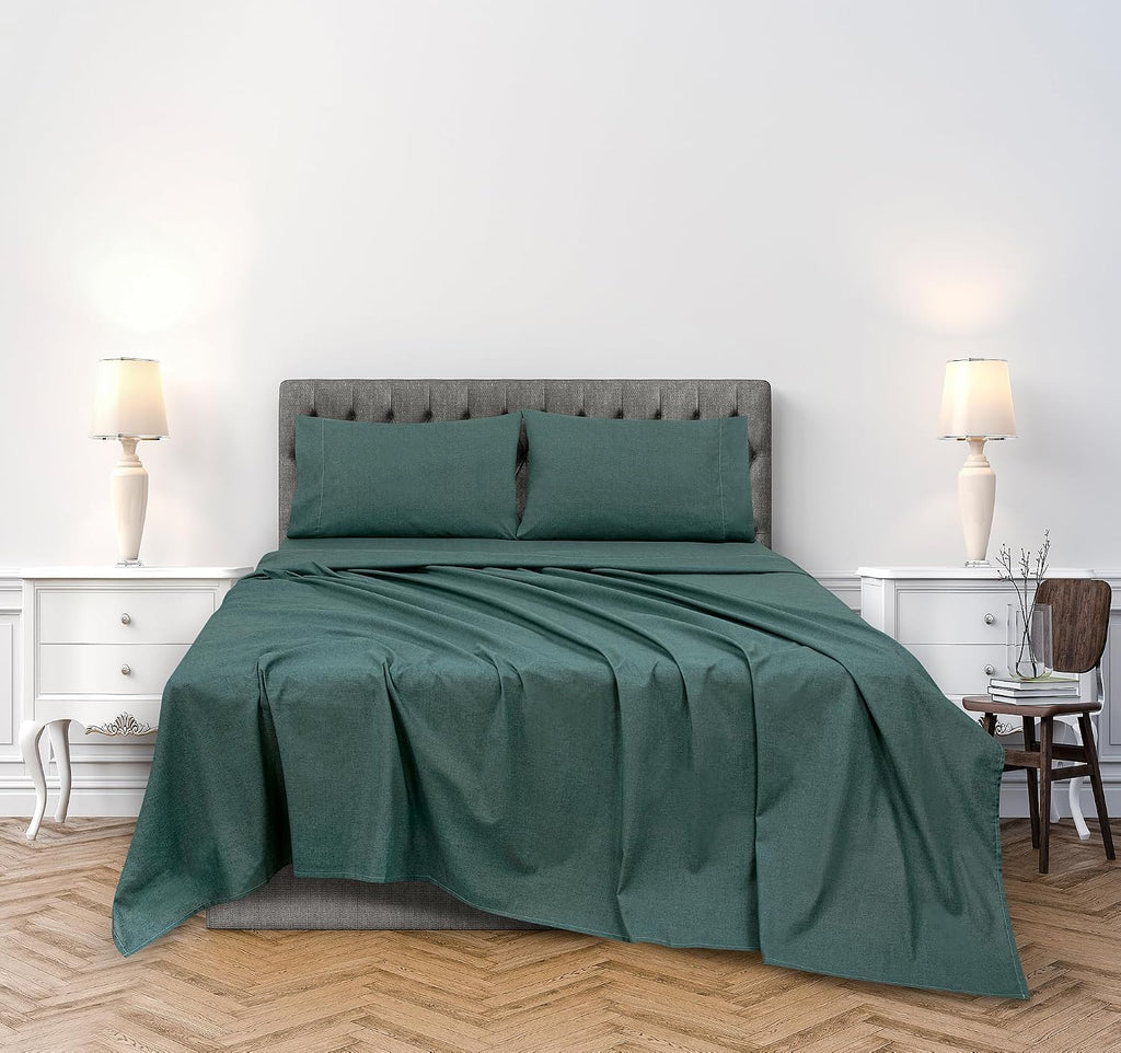 Royalelinens ROYALE LINENS 300 Thread Count 100% Long Staple Combed Cotton Textured Sheet Set - 3 Piece Twin Bed Sheets - 1 Fitted, 1 Flat…
