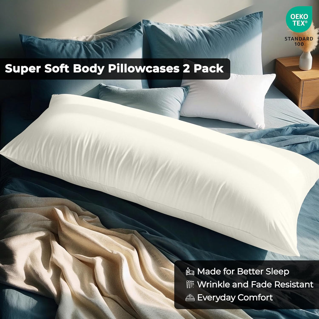 Royalelinens Royale Linens Body Pillow Cover - Double Brushed 1800 Microfiber - 20"x54" with Hidden Zipper Closure - Wrinkle & Fade Resista…