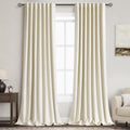 Nanspring Warm Beige 100% Blackout Linen Curtains for Bedroom 90 Inches Long Back Tab Thermal Insulated Modern Farmhouse Decor Black Out Cu…