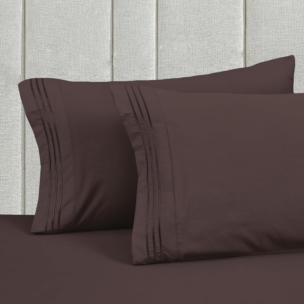 MocassiLuxuryBedding Mocassi Full Size 4-Piece Bed Sheet Set - 1800 Hotel Quality Microfiber 18-24 Inches Extra Deep Pocket Fitted Sheet- L…