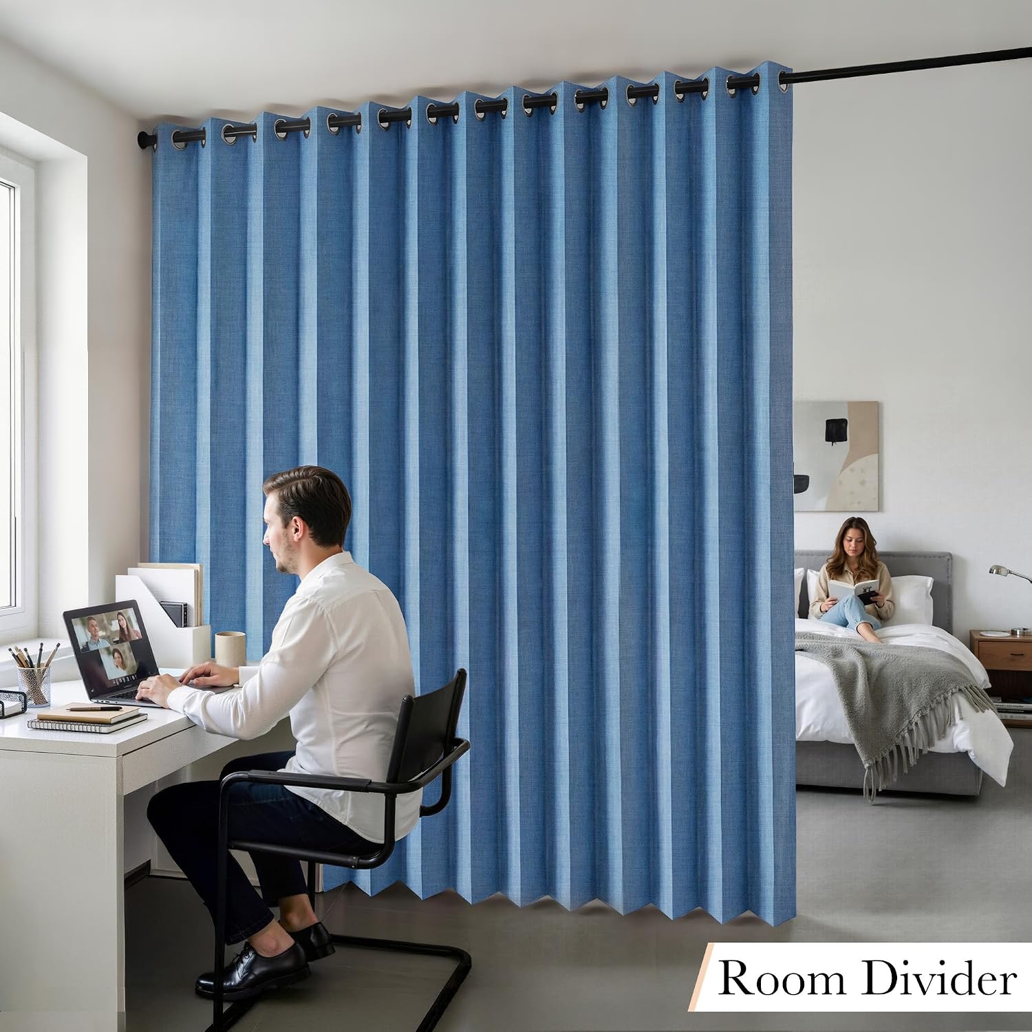 RYB HOME Accordion Style Room Divider Curtain-100% Blackout Folding Accordion Curtain for Sliding Glass Door/Bedroom, Privacy Assurd…