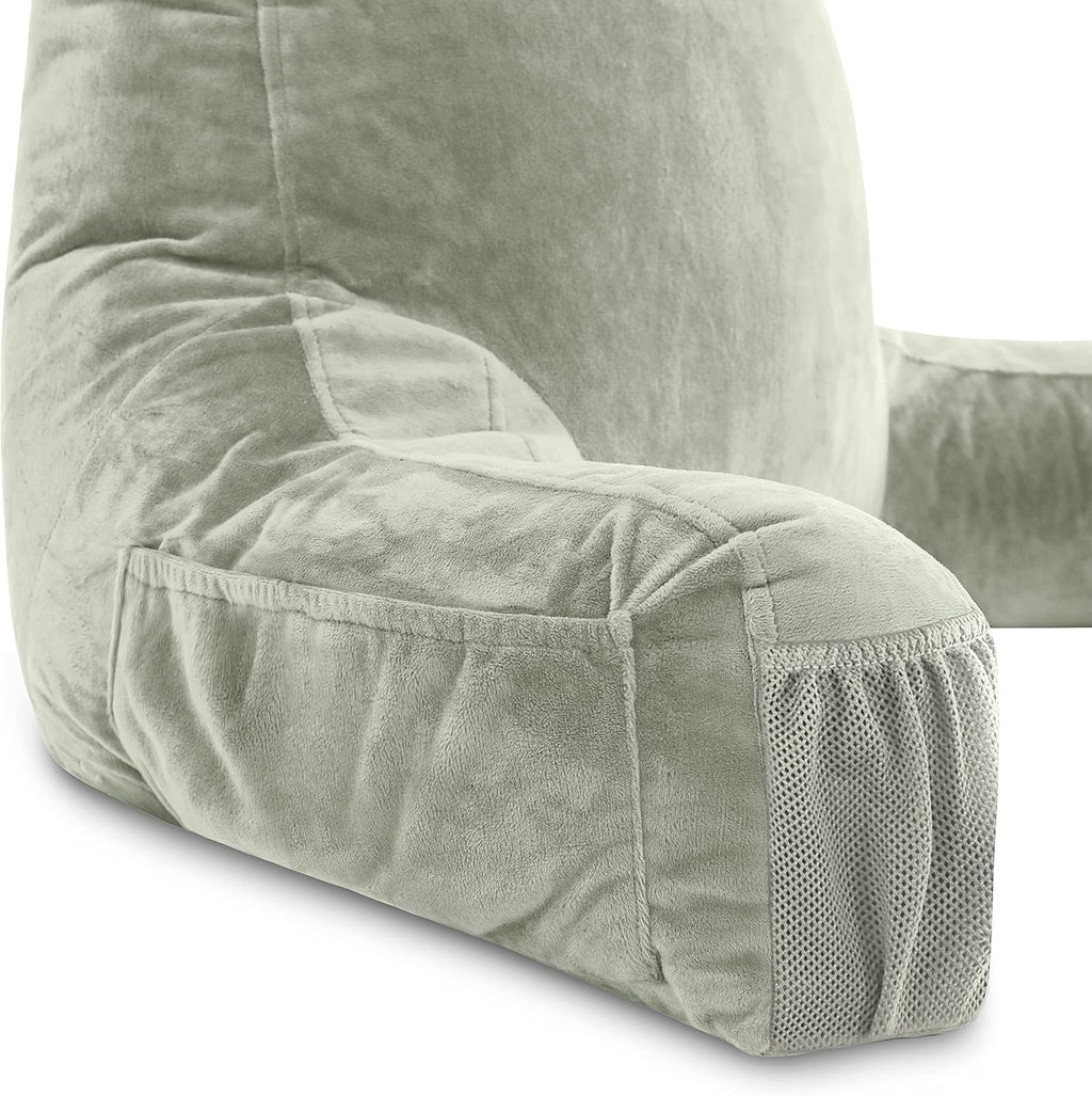 Husband Pillow Medium Reading Pillow with Arms - 23" Backrest for Sitting Up in Bed - Firm Support Bed Rest Pillow for Adults, Neck Roll…