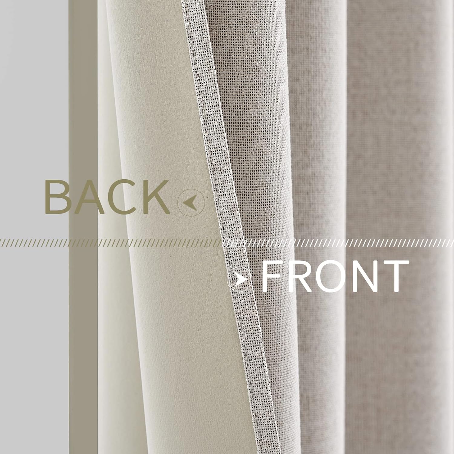 Miulee 100% Blackout Linen Textured Curtains for Bedroom Solid Thermal Insulated Ivory Grommet Room Darkening Curtains & Drapes Luxury Deco…
