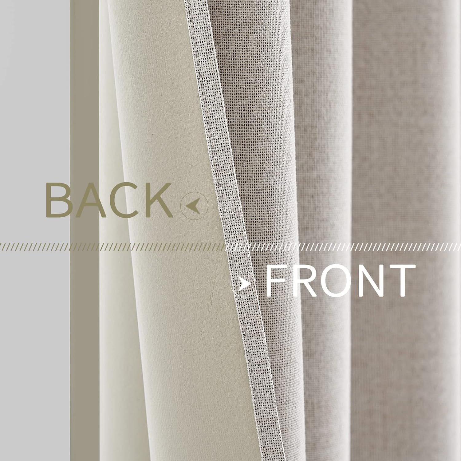 Miulee 100% Blackout Linen Textured Curtains for Bedroom Solid Thermal Insulated Ivory Grommet Room Darkening Curtains & Drapes Luxury Deco…