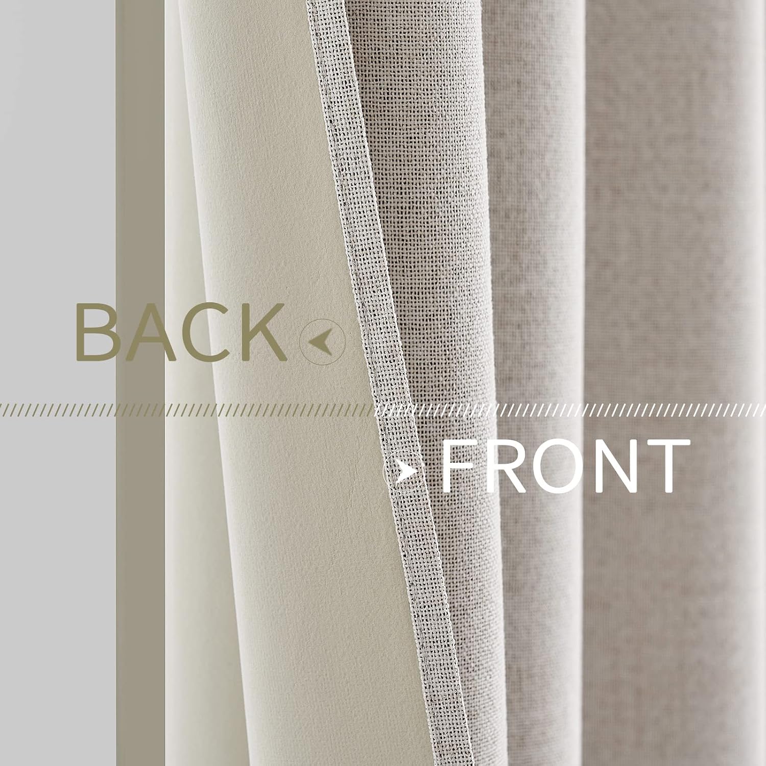 Miulee 100% Blackout Linen Textured Curtains for Bedroom Solid Thermal Insulated Ivory Grommet Room Darkening Curtains & Drapes Luxury Deco…