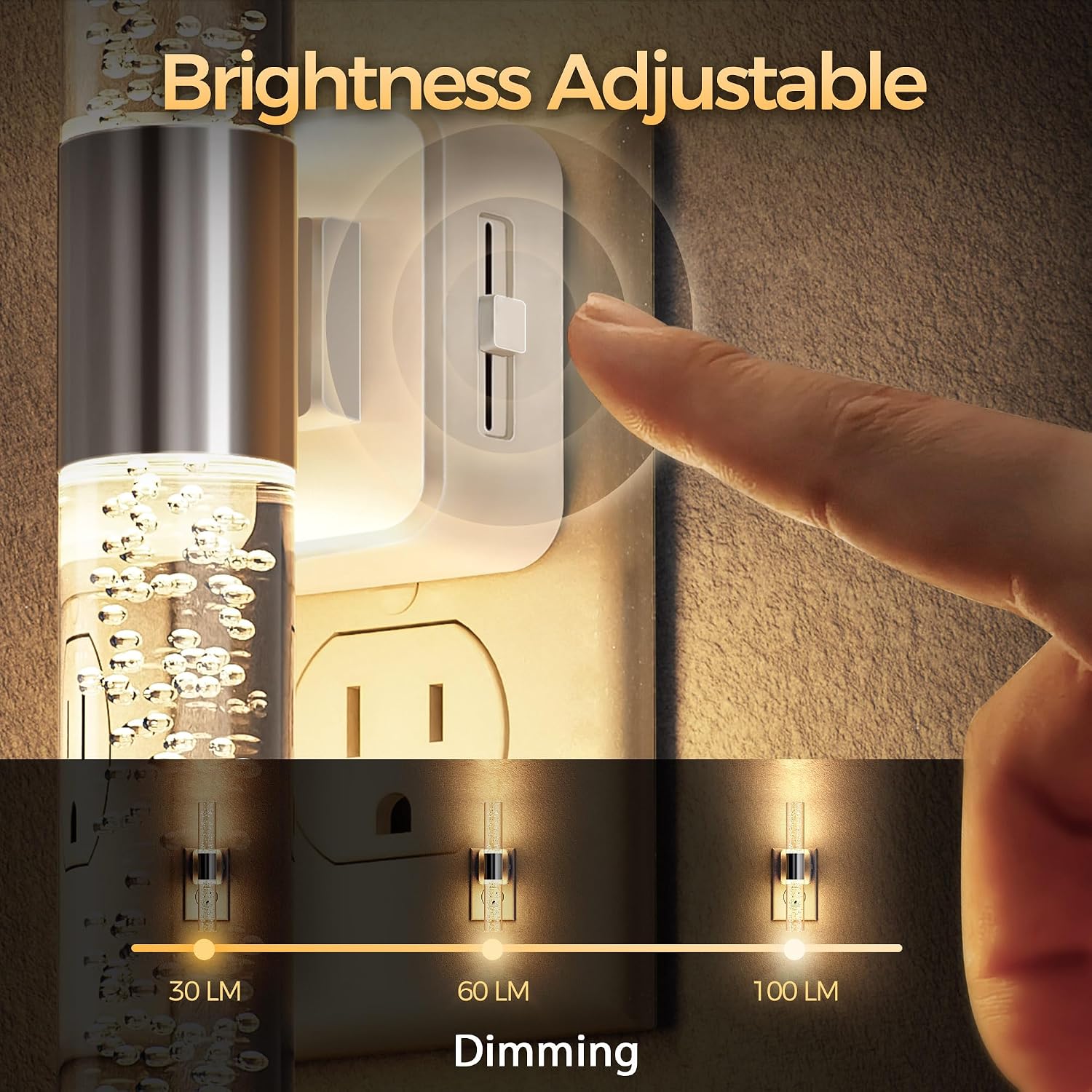 DORESshop LED Night Light, Rotating Night Lights Plug into Wall with Auto Light Sensor 3000K Nightlight with Adjustable Brightness…