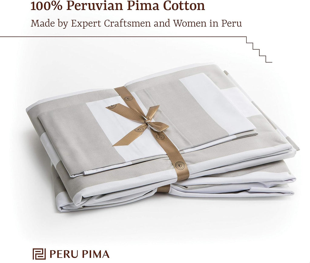 Perupima Peru Pima 415 Thread Count Percal Twin Sheet Set - 100% Peruvian Pima Cotton, 3 Piece (Flat, Fitted, 1 Pillowcase) - Cooling, Cris…