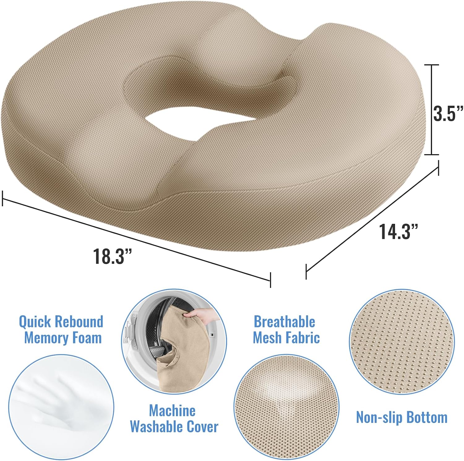 CloudBliss Donut Pillow Seat Cushion Chair Pad for Tailbone and Hemorrhoids, Memory Foam Seat Chair Cushion for Men and Women for Home & Of…