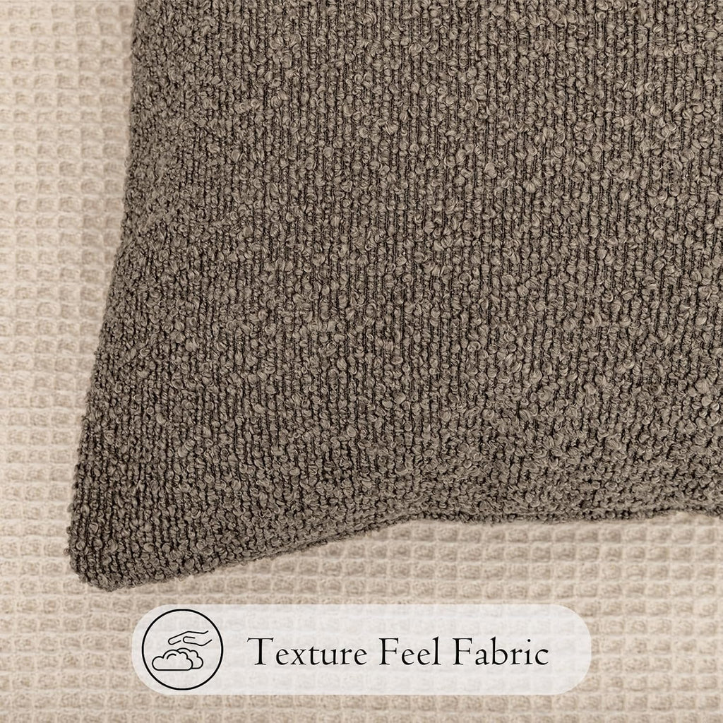 JoraLion 16x24 inch Boucle Lumbar Pillow Cover, Brown Woven Texture Neutral Long Pillow Cover Breathable Cushion Case for Couch Sofa Bed…