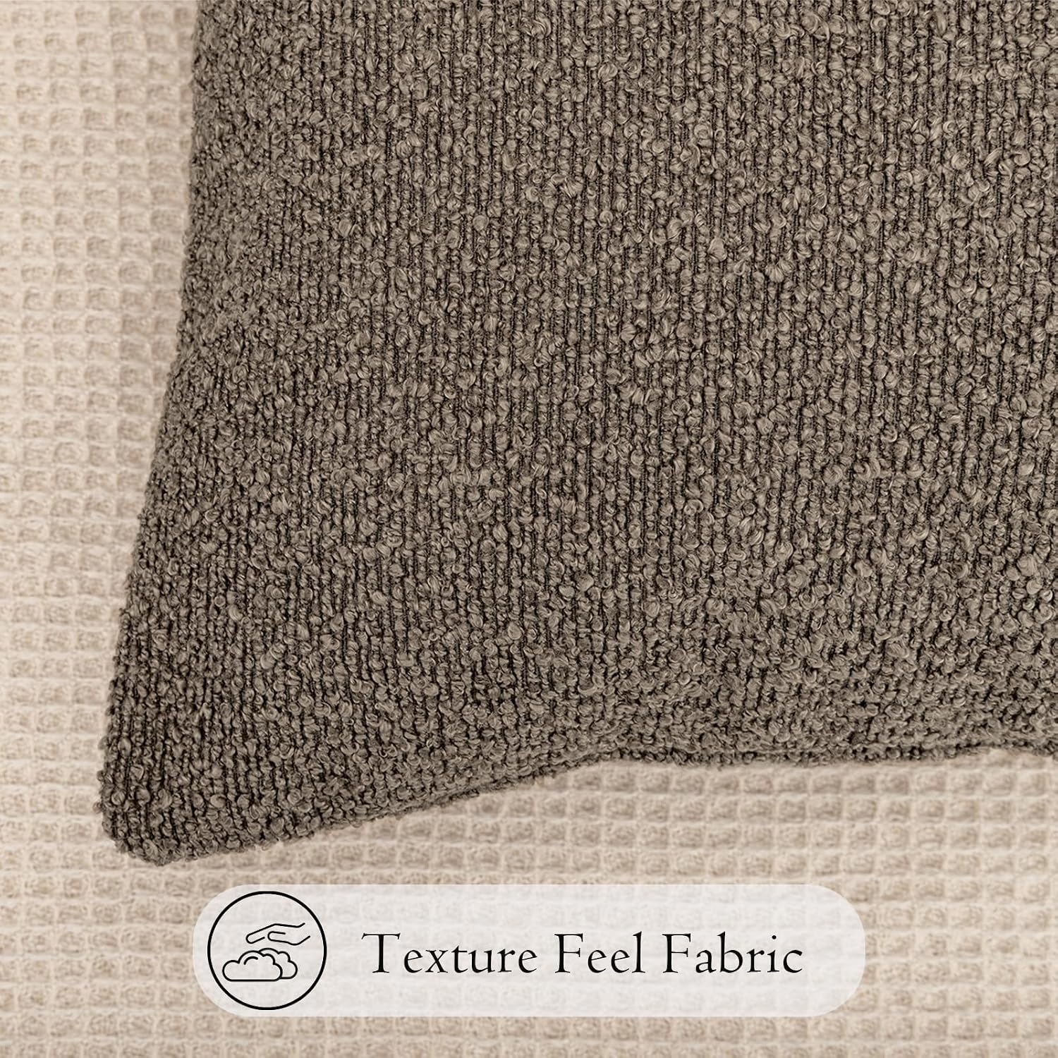 JoraLion 16x24 inch Boucle Lumbar Pillow Cover, Brown Woven Texture Neutral Long Pillow Cover Breathable Cushion Case for Couch Sofa Bed…