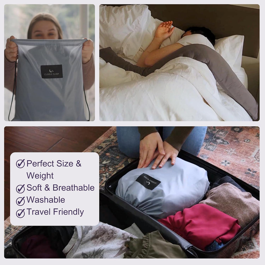 Good Karma Mart Cuddle Sleep Weighted Pillow - Sensory Pillow - Cuddles You to Sleep - Cool Touch Sleeve - Travel Friendly - 52inches - Wei…