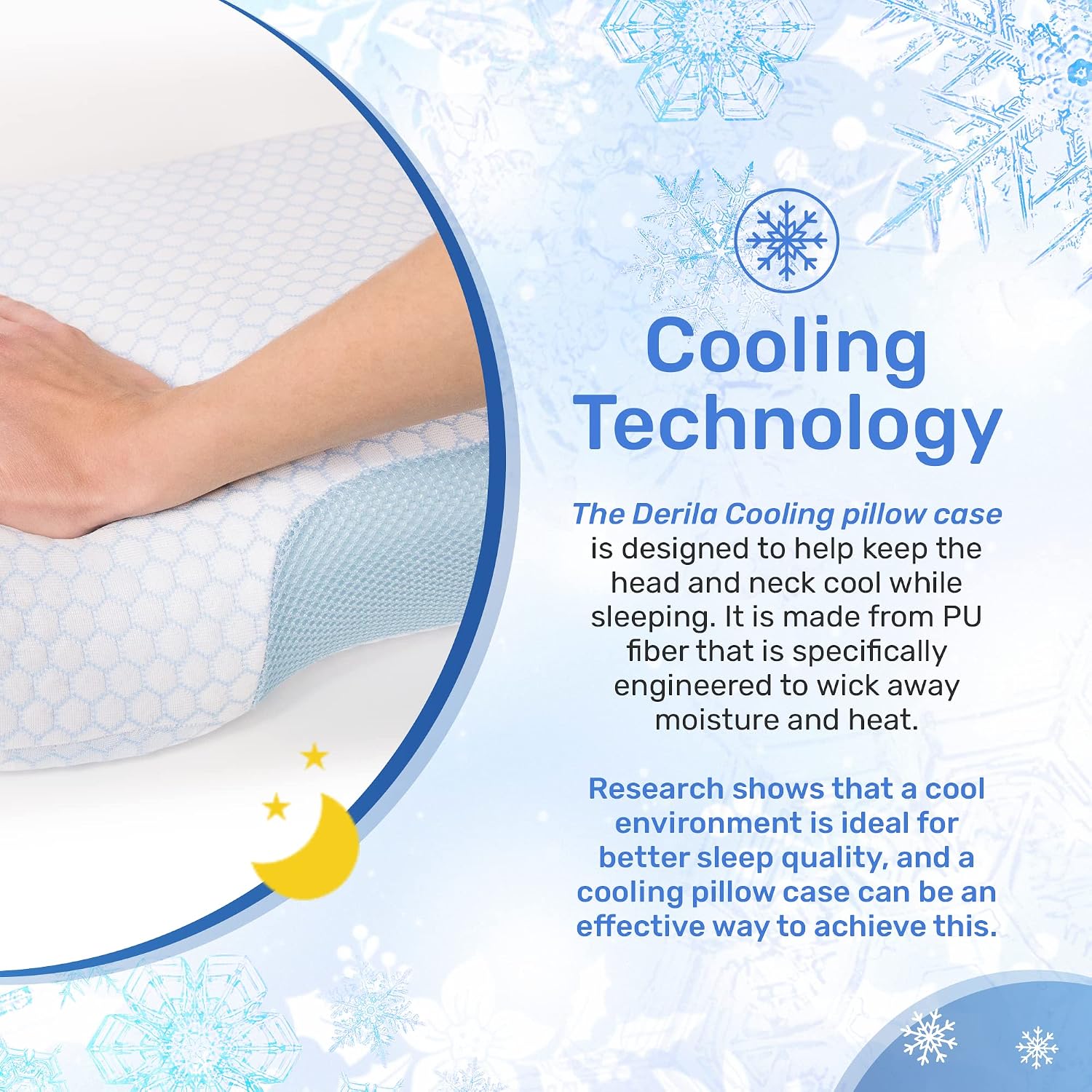 Derila | MemoryFoamPillow Derila Cooling Pillowcase Optimal Temperature Control for Your Derila Memory Foam Pillow for Perfect Sleep. Quali…