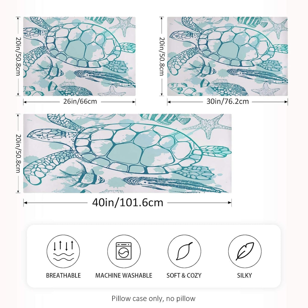 Blueangle Sea Turtle Starfish Satin Pillowcase for Hair and Skin Silk Pillowcase, Standard Size(20x26 inches) - Satin Pillow Covers with…
