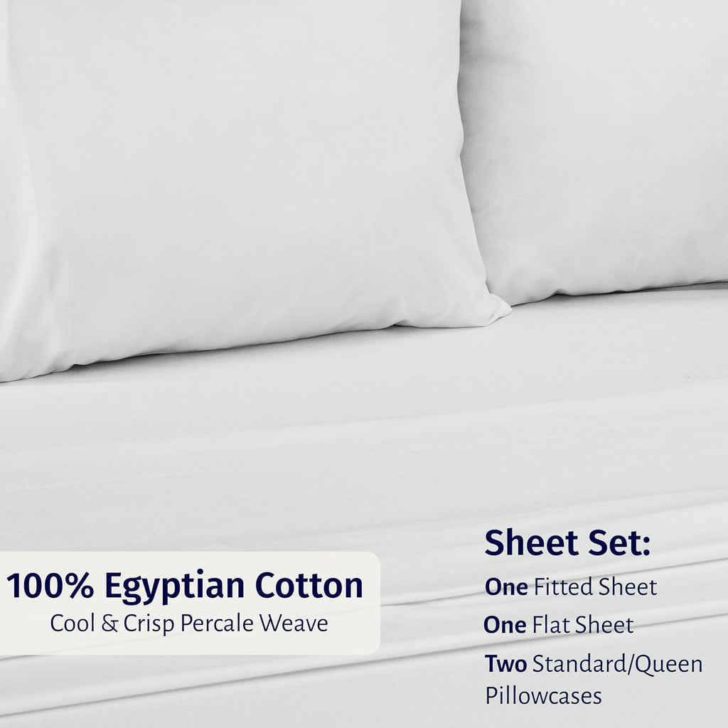CaliforniaDesignDen California Design Den Egyptian Percale Sheet Set Full Size - Certified 100% Egyptian Cotton, Lightweight Percale Cotton…