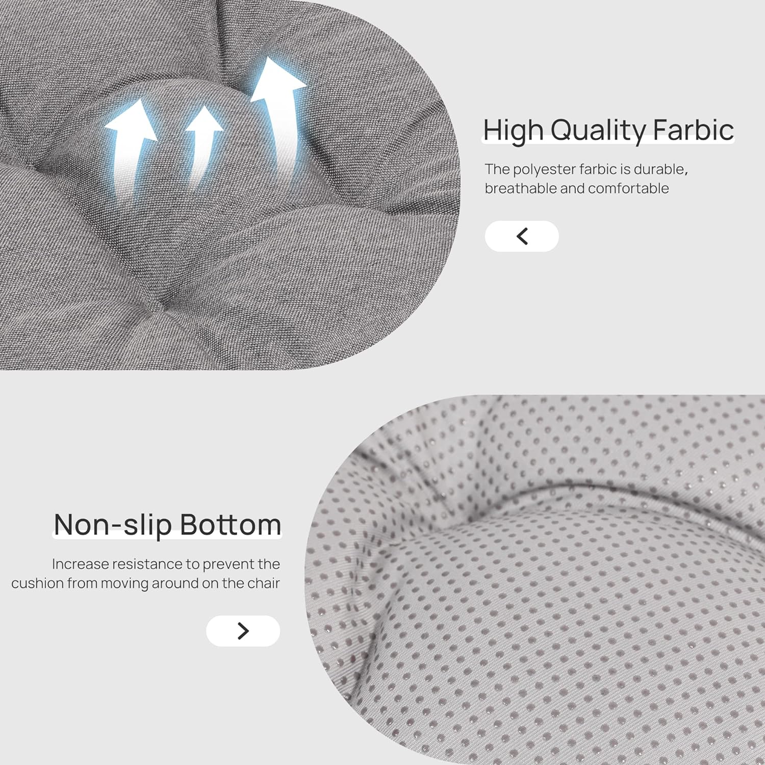 Love's cabin Memory Foam Chair Cushions Set of 4, 19"x19"x3.5" Indoor & Outdoor Seat Pads for Dining, Kitchen, Office, Patio Chairs - Grey