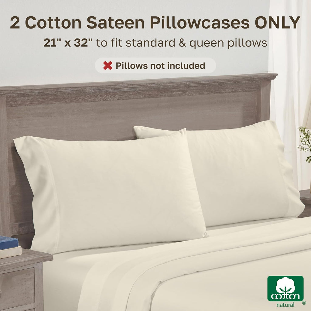 CaliforniaDesignDen Luxuriously Soft 600 Thread Count, 100% Cotton Set of 2 Cases, Crisp Pillowcases Queen Size Set of 2 Fits Standard & Qu…