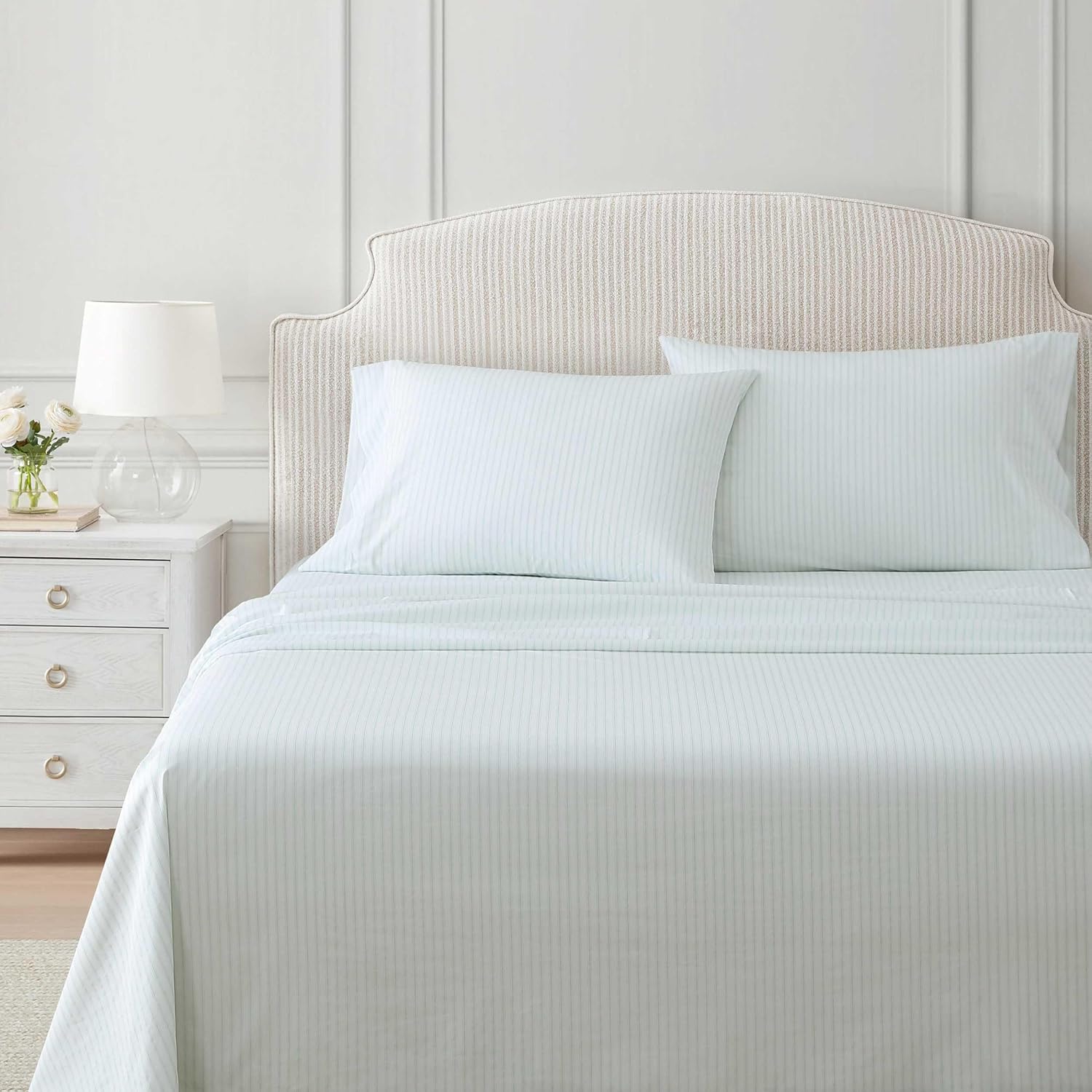 MarthaStewart Martha Stewart - Full Size Sheets Set, Crisp & Tailored Cooling Sheets with a Smooth Cotton Percale Lightweight Feel - Bed Sh…