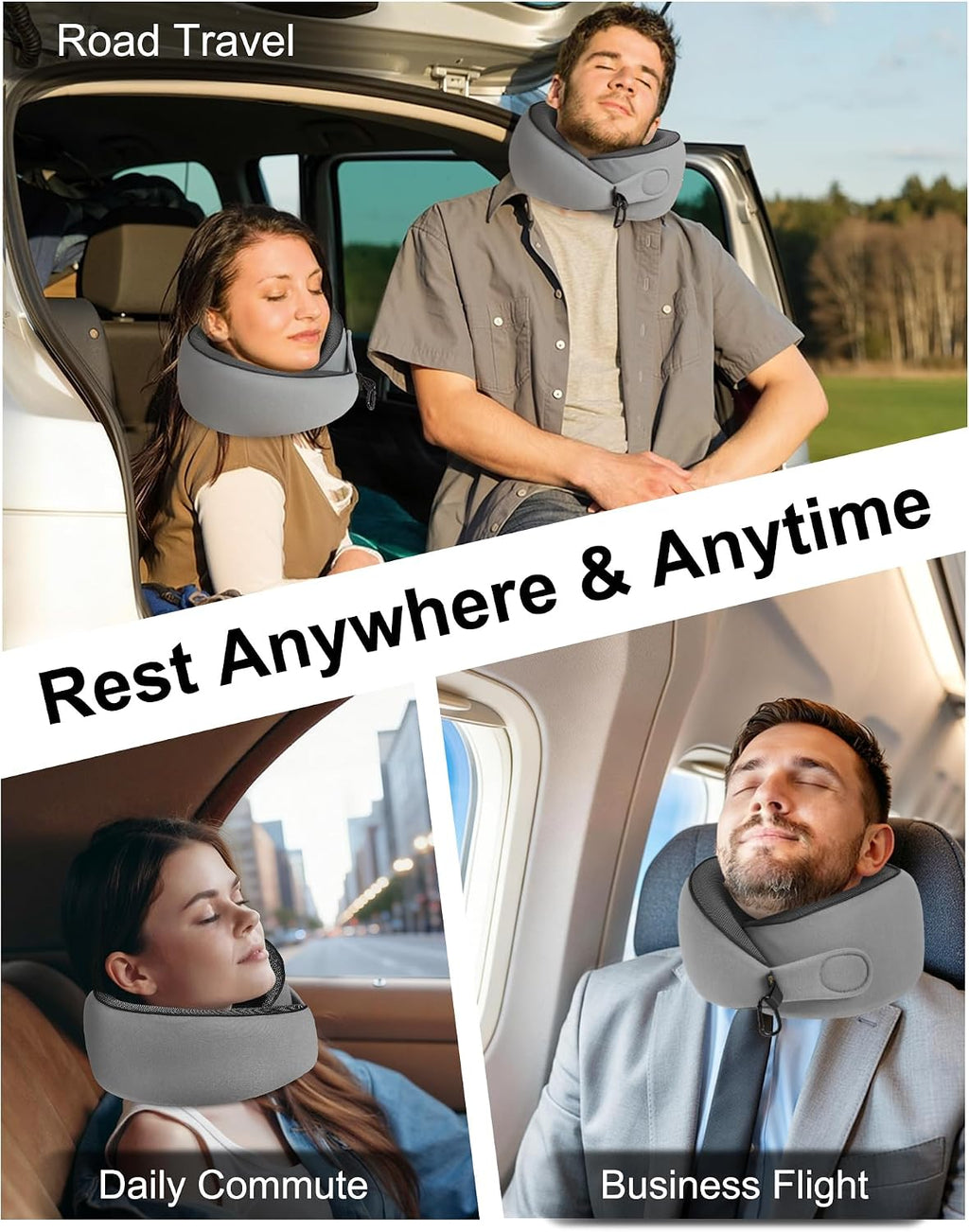BeeVines Travel Pillow with Carry Case, Memory Foam Neck Pillows for Airplanes, 360° Wrap Around Support for Sleeping, Breathable & Washabl…