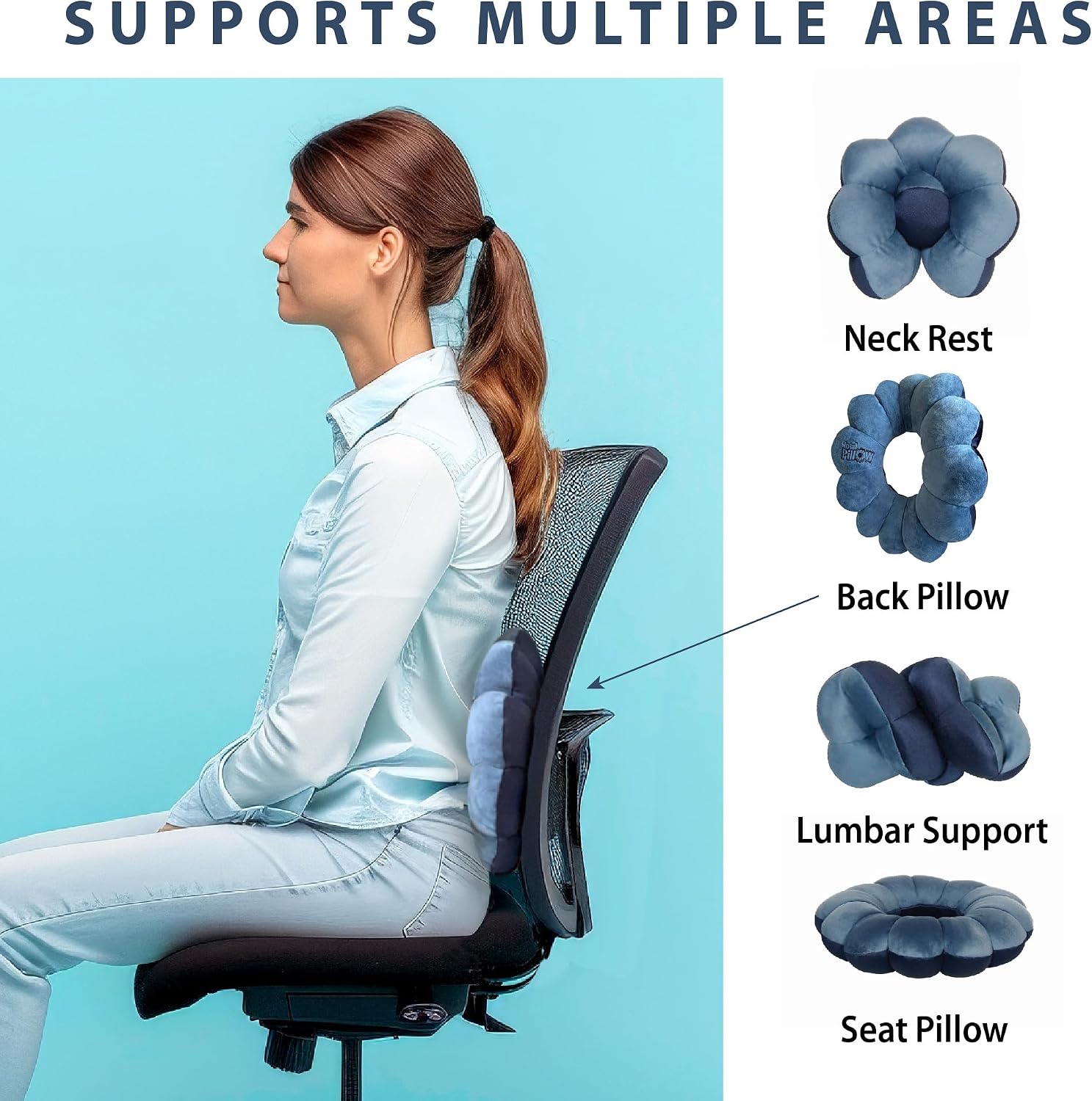 Total Pillow Donut Pillow for Airplane & Travel, Sleeping Neck Pillow, Microbead Comfortable Pillow for Neck, Head, Back, Lumbar & Pelvic…
