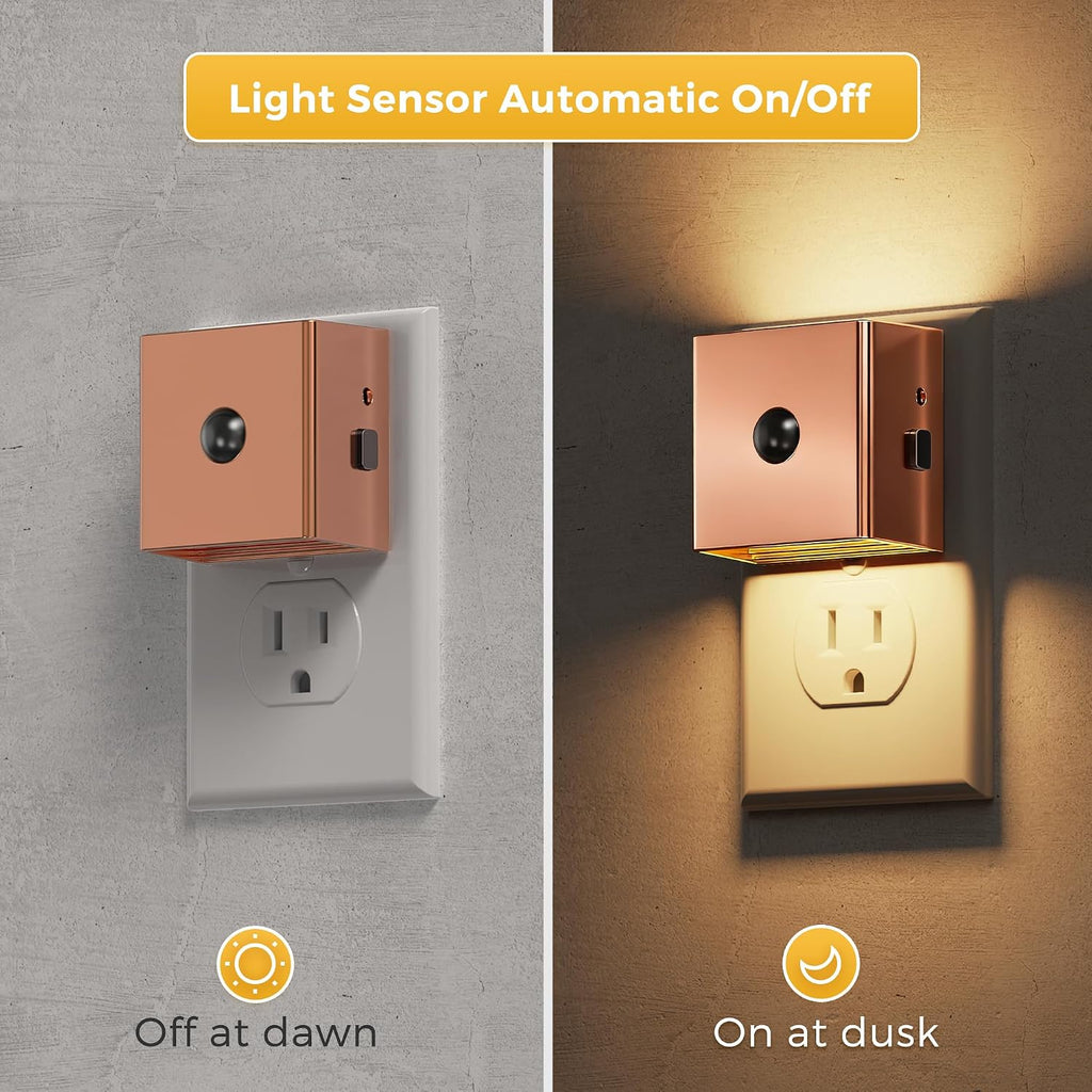 L LOHAS LED Night Light, Plug in Night Light with Motion Sensor and Dusk to Dawn Sensor, Brightness Adjustable,3000K Soft White, Rose Gold…