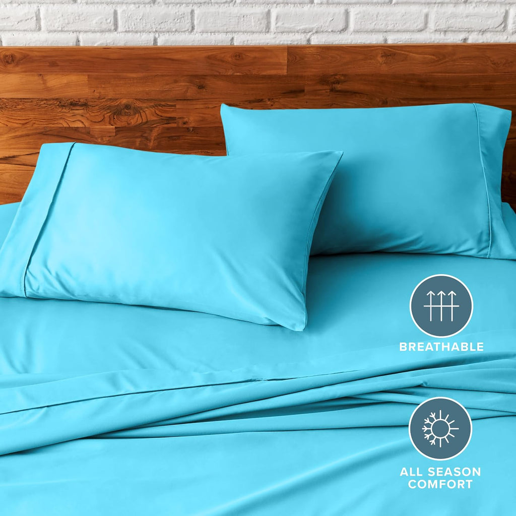 BareHome Bare Home Microfiber Pillow Cases - Standard/Queen Size Set of 2 - Cooling Pillowcases - Double Brushed - Aqua Pillowcases 2 Pack…