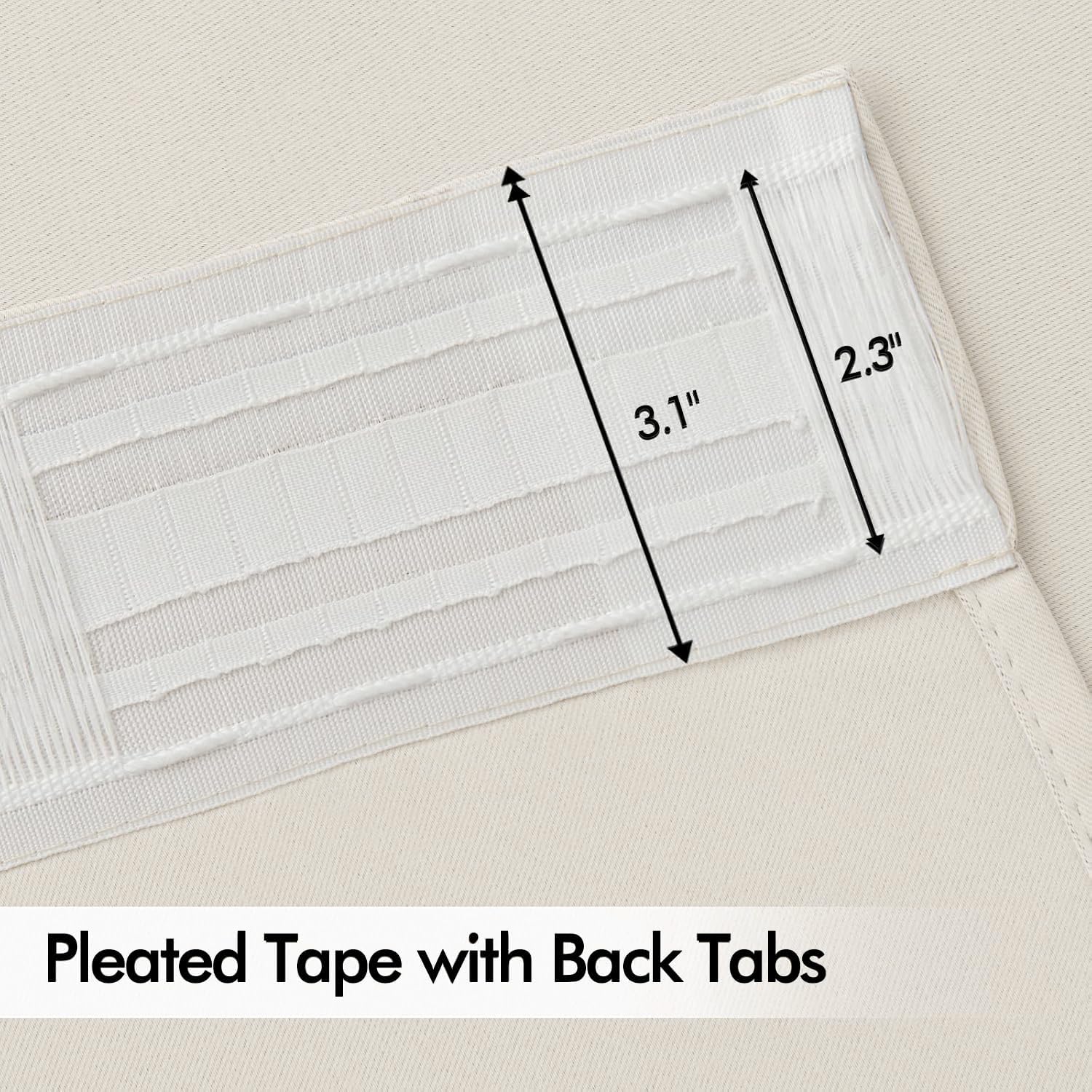 Miulee Ivory Back Tab Blackout Curtain 96 Inch Long 2 Panels Set for Bedroom, Rod Pocket/Pinch Pleat Thermal Insulated Living Room Darkenin…