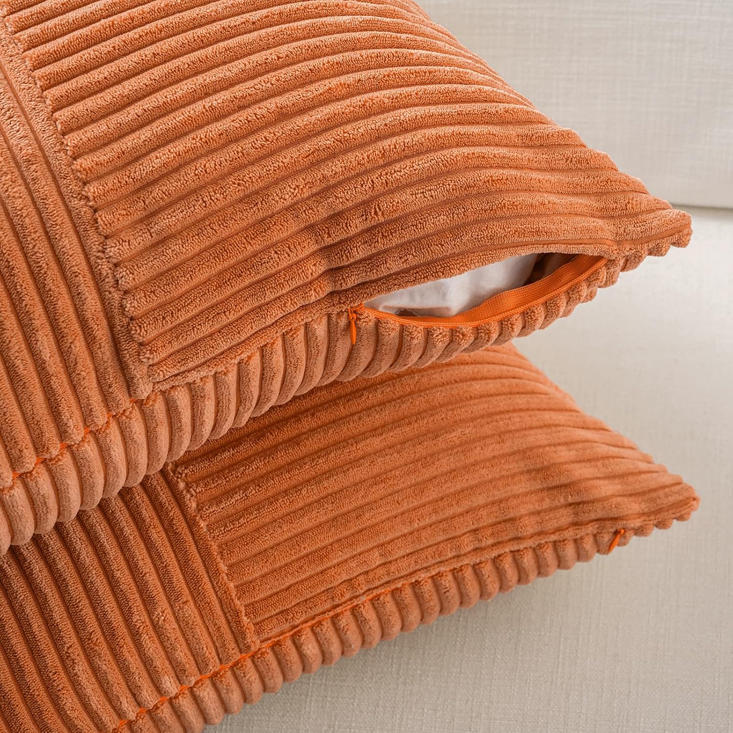 Fancy Homi 2 Packs Orange Euro Decorative Throw Pillow Covers 26x26 Inch for Living Room Couch Bed, Farmhouse Boho Home Decor, Soft Corss…