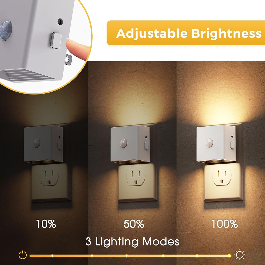 L LOHAS LED Night Light, Plug in Night Light with Motion Sensor and Dusk to Dawn Sensor,[2-Pack] Brightness Adjustable,3000K Soft White…